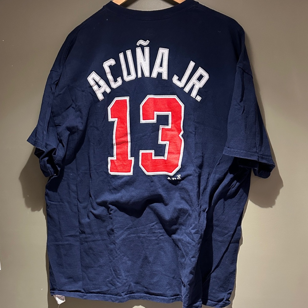 Majestic Ronald Acuna #13 Navy Braves Jersey Shirt sz XXL